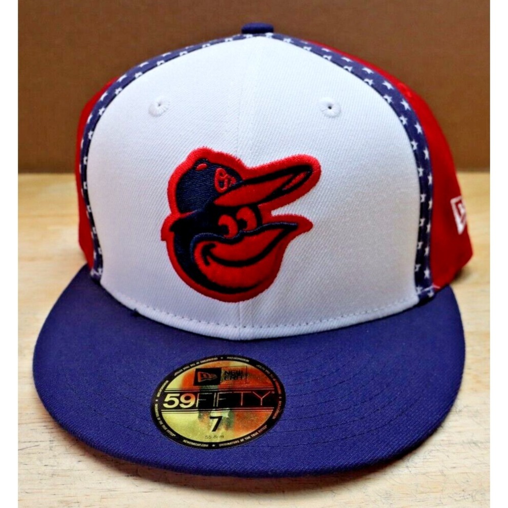 Baltimore Orioles Stars & Stripes 4th of July New Era 59Fifty Size 7 Polyester